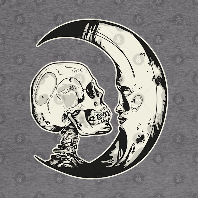 skull and moon by PaperHead